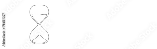 Continuous one line drawing of an hourglass. Concept of time, measurement and urgency