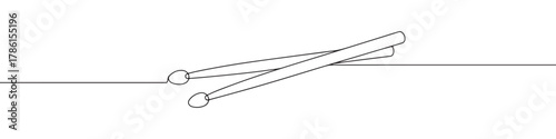Continuous one line drawing of a pair of drumsticks. Concept of music, rhythm and percussion