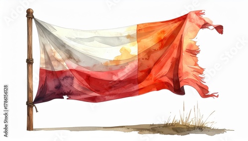 Red white and yellow flag vibrant banner with primary colors displaying a striking combination of red white and yellow