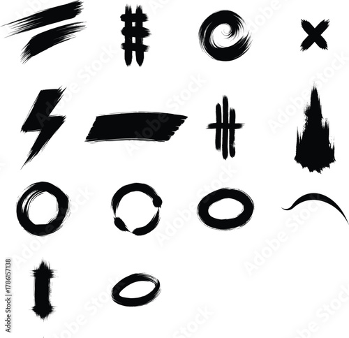 Abstract Brush Strokes and Grunge Shapes Vector Set - Dynamic and Artistic Graphic Elements