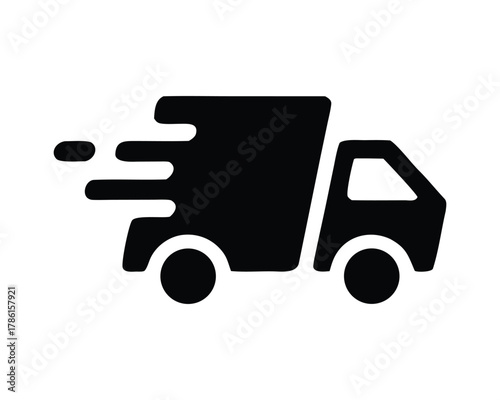 Speedy delivery truck icon showing rapid service and quick logistics transportation symbol