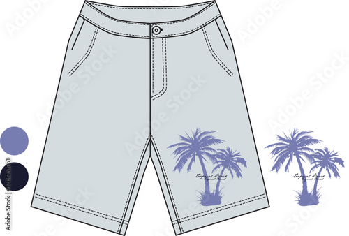 Retro Surf Wear Board Shorts Graphic Design