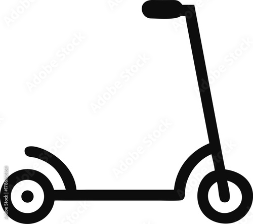 Vector silhouette icon of a kick scooter.