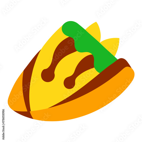 Thai Banana Roti with Chocolate Vector Illustration