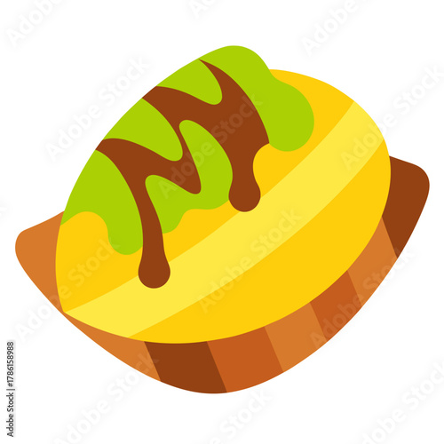 Thai Banana Roti with Chocolate Vector Illustration