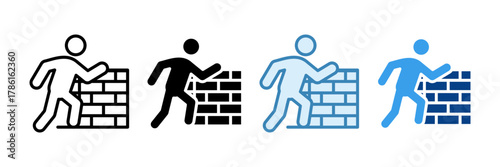 Overcoming Wall Icon Set Multiple Style Collection