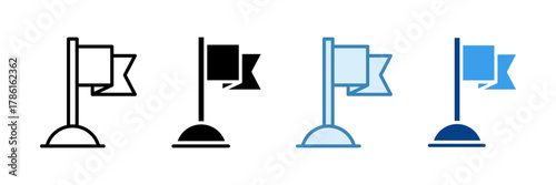 Goal Flag Icon Set Multiple Style Collection