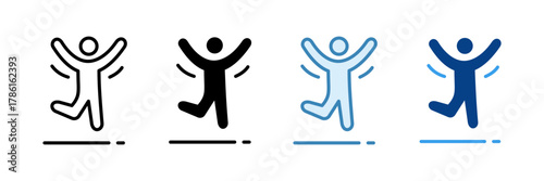 Victory Jump Icon Set Multiple Style Collection