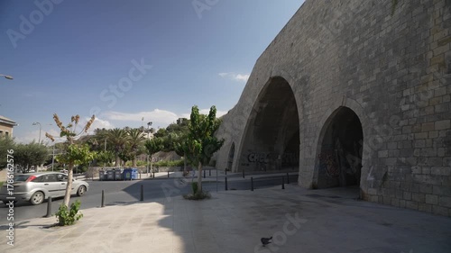 View of Venetian Walls of Heraklion on a sunny day, Heraklion, Crete, Greek Islands, Greece, Europe