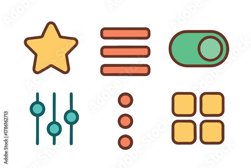 User interface icons for web and mobile design concepts. Set of 6 vector illustration