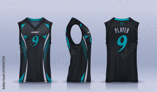 Basketball tank top design template, Sport jersey mockup. uniform front and back view.	