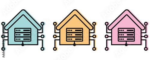 Data warehouse icon vector set, data warehouse icon set in trendy flat style illustration isolated on white background.