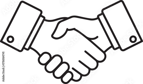 Business handshake outline icon symbolizing agreement partnership cooperation and success