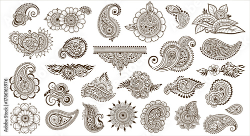 Detailed Mehndi Designs Collection - Intricate Henna Art Elements.