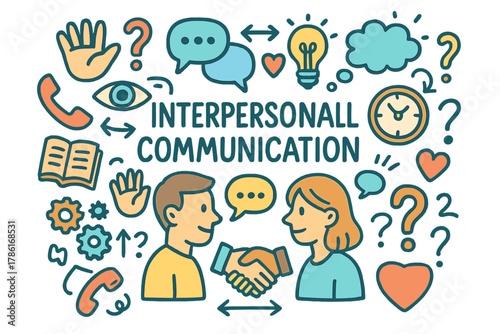 Interpersonal Doodle Art. Interpersonal Communication. Hand-drawn doodle illustration of interpersonal