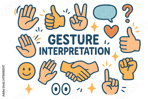 Gesture Doodle Art. Gesture Interpretation. Hand-drawn doodle illustration of gesture interpretation. Hand