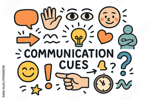 Communication Doodles. Communication Cues. Hand-drawn doodle illustration of communication cues. Speech bubble