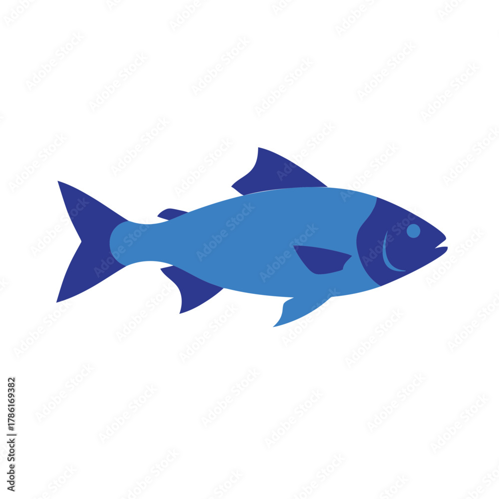 Fototapeta premium Blue fish silhouette isolated on white background