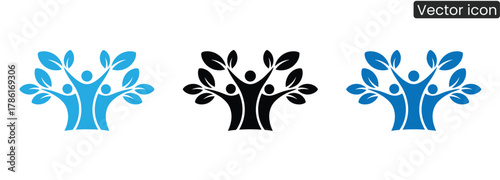 Symbolizing growth and connection, these abstract figures blossom into a tree, representing community, nature, and thriving synergy.