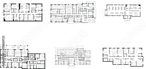 Принти на полотні Set of six varied floor plans