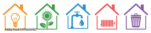 home utilities icons in flat style
