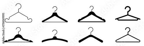 wooden suit hanger icons set vector