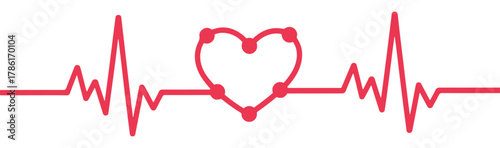 red heartbeat pulse line vector illustration