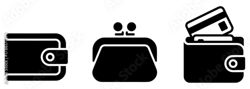 wallet money payment icon set