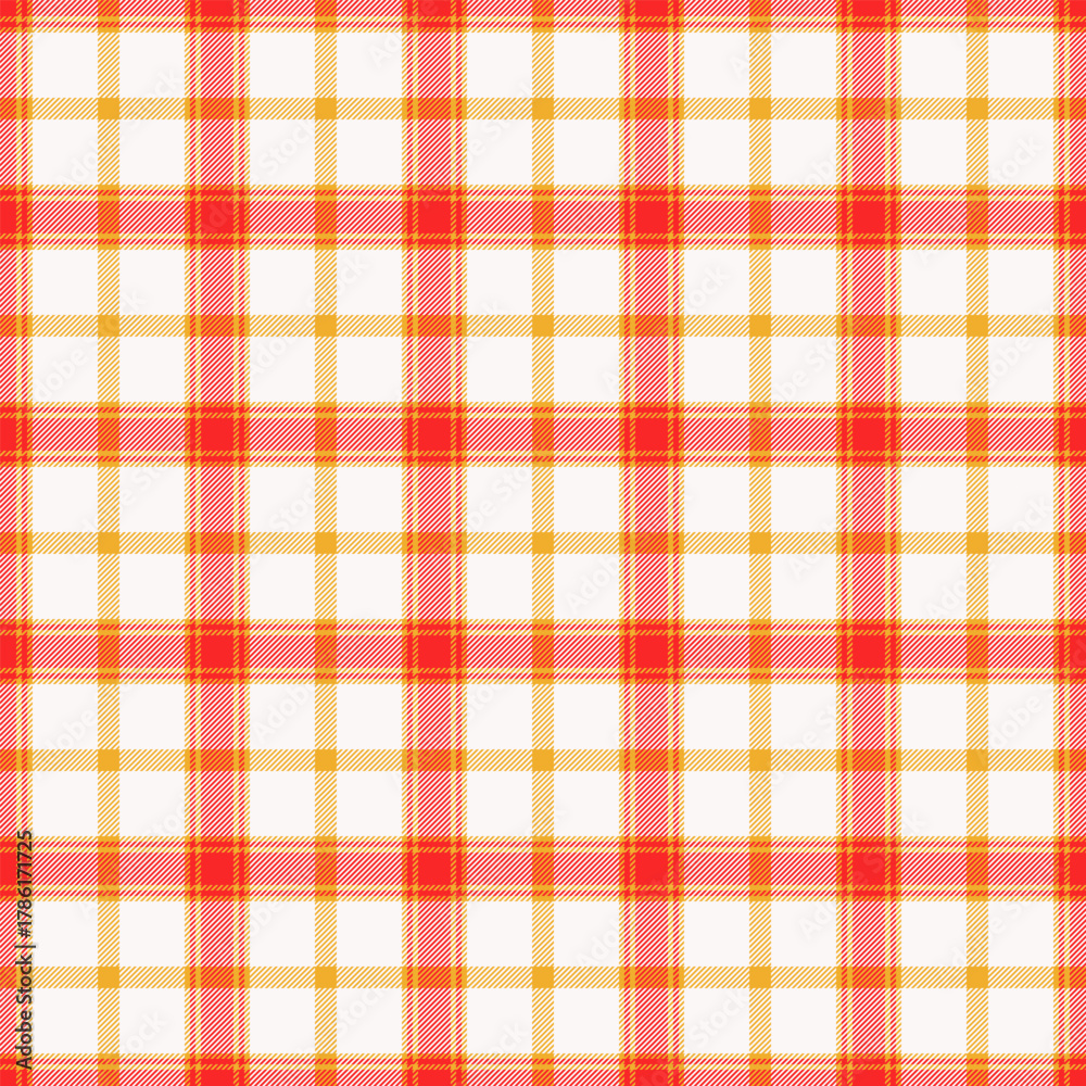 Obraz premium Festive plaid pattern with a classic tartan aesthetic. Perfect for backgrounds, textiles, or holiday designs. Warm red and gold tones evoke a cozy feel.