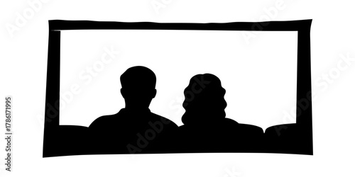 Enjoying the Show Together A Couple's Night Out at the Movies Silhouette Couple Watching Film at Cinema Entertainment and Leisure Time Romance and Black