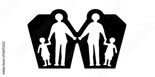 Inclusive family concept: Two parents holding hands with their children, symbolizing love, diversity, and unity for modern families and parenting resources