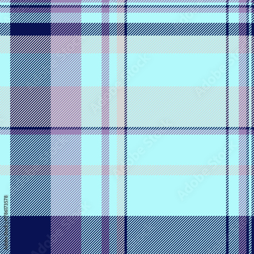 Classical plaid check background, dimensional vector texture textile. List tartan seamless fabric pattern in light and blue colors.