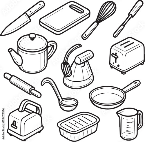 Kitchen Items Vector Illustration.eps
