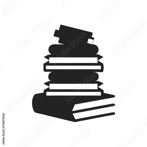 Minimal book stack silhouette vector illustration with white background for literature and knowledge storage design concept artwork 