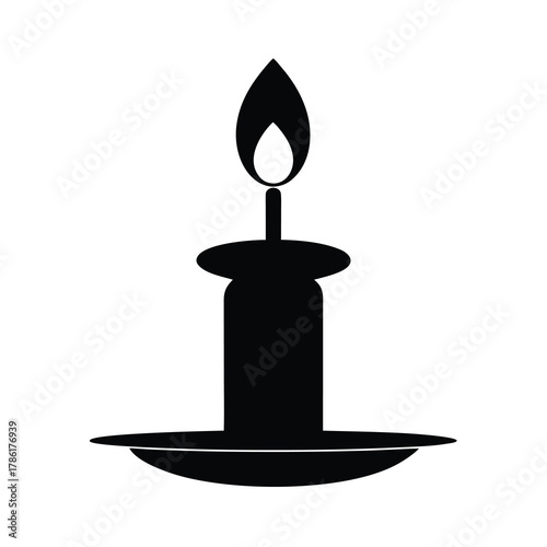 Minimal candle holder silhouette vector illustration with white background for classic illumination and cozy atmosphere design concept artwork 