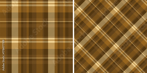 Fabric seamless background of tartan vector check with a textile plaid texture pattern. Set in coffee colors. Scottish fashion trends.
