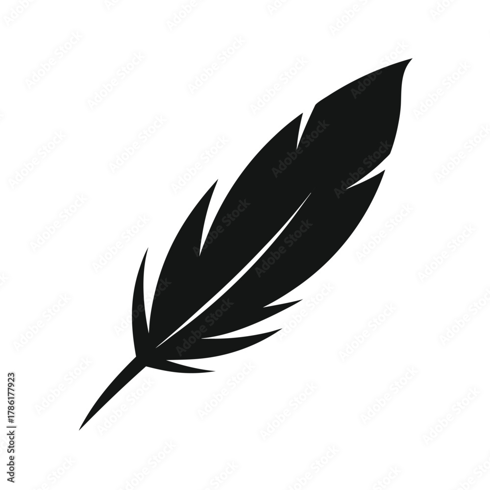Obraz premium Minimal feather silhouette vector illustration with white background for lightness softness and nature design concept artwork 