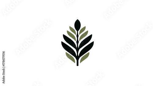 Minimalist Green Leaf Logo on white Background