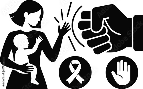 Woman and child facing domestic violence and abuse