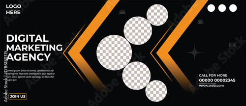 Digital marketing agency facebook cover photo design with creative shape or web banner for digital marketing business