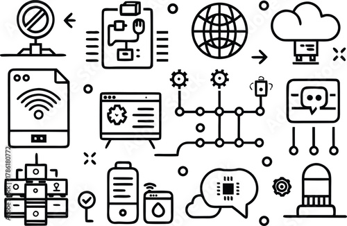 Collection of technology and internet of things icons