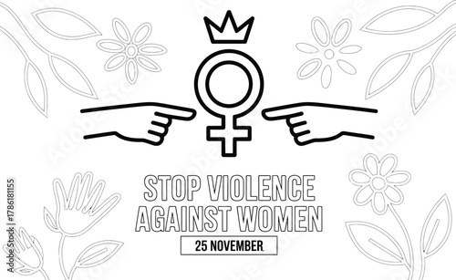 Empowering women symbol with crown and pointing fingers