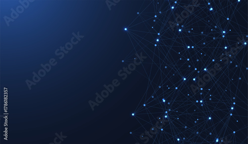 Global network connection concept. Big data visualization. Social network communication in the global computer networks. Internet technology. Business. Science. Vector illustration