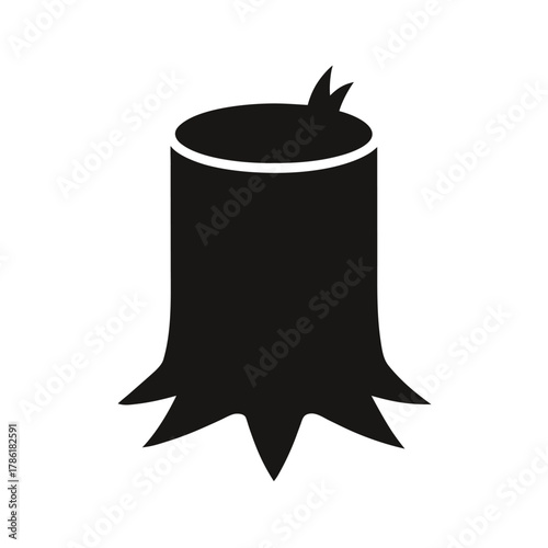 Minimal tree stump silhouette vector illustration with white background for forestry and nature design concepts