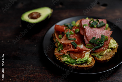 Close-up of avocado toast w...