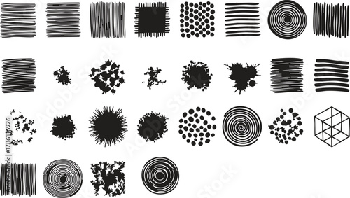 Assorted black and white patterns and designs collection hand drawn elements wallpaper