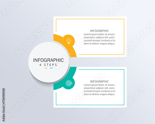 Vector infographic label design with circle infographic template design and 2 options or steps.