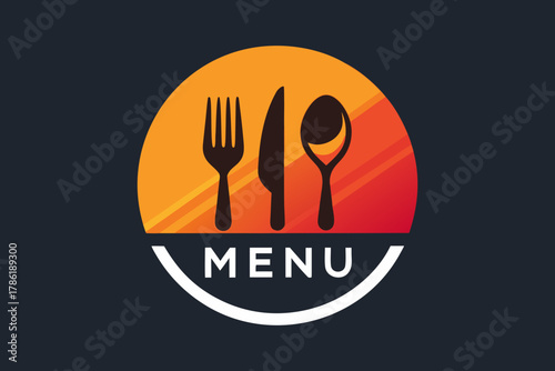 Restaurant menu design with cutlery illustration and dining icons