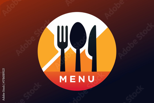 Restaurant menu design with cutlery and food illustration