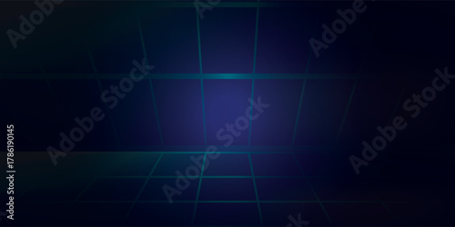 Abstract Digital Grid with Glowing Blue and Teal Light Streaks.